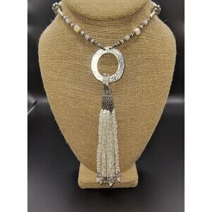 Handcrafted Beaded Artisan Tassel Necklace - Approx. 24" length